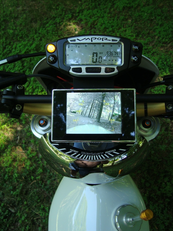 Super Moto HL500 Speedo Motorcycle back up camera and Hunter Create Mirror Rear LCD display